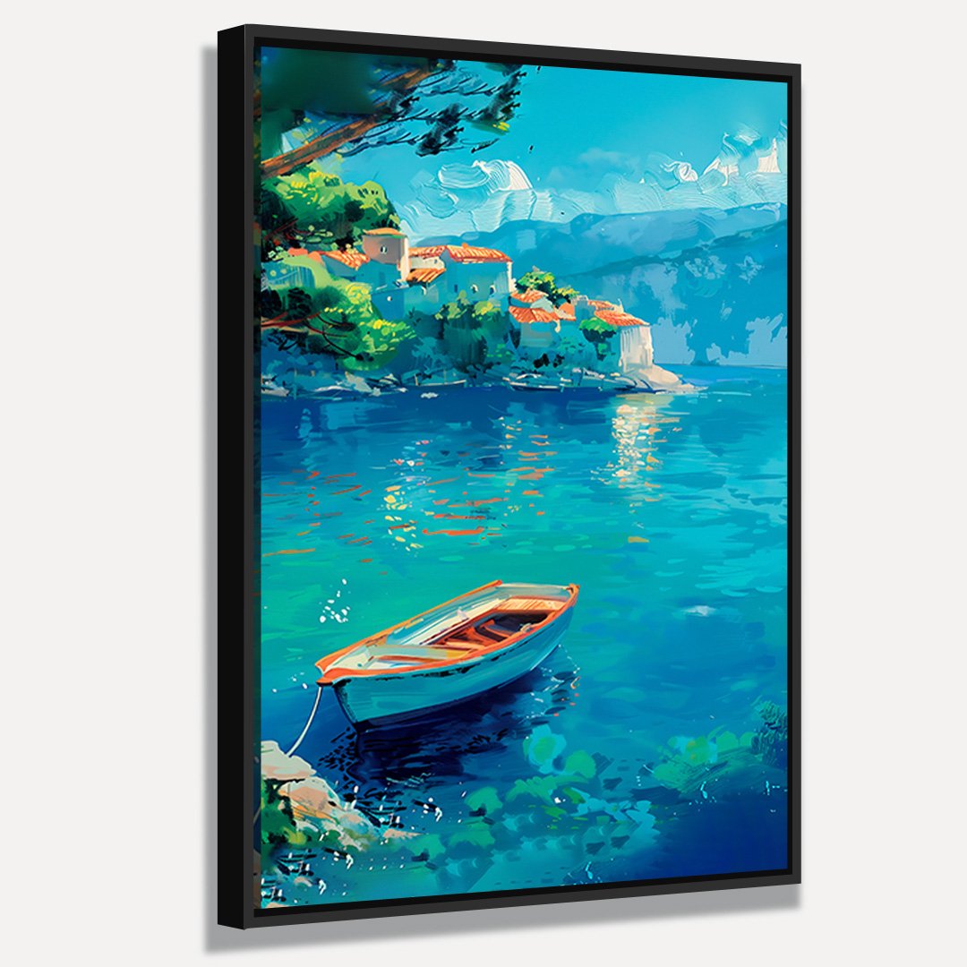 Quadro Estilo Pintura - Barco no Porto das Pedras