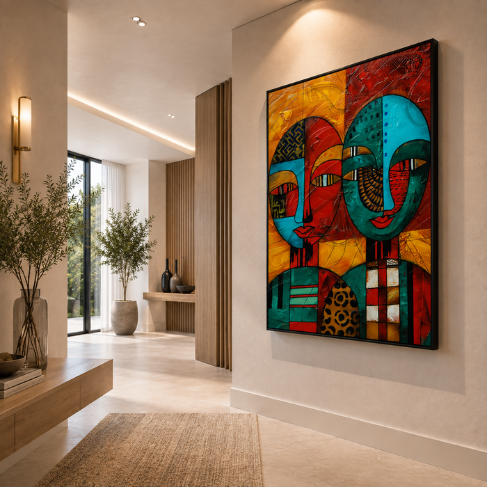 Quadro Arte Tribal Contemporânea com Rostos | WitDecor
